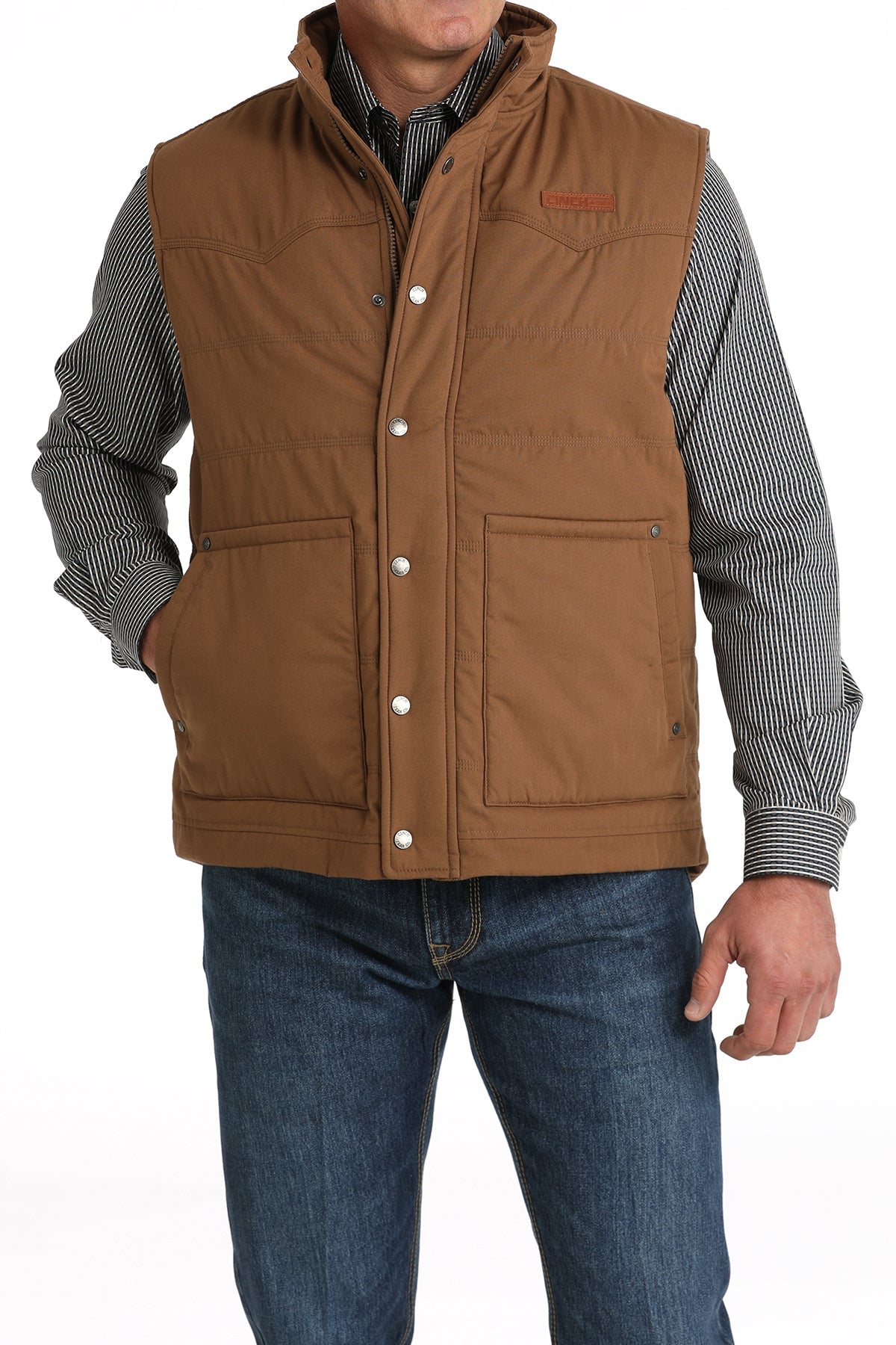 [NEW] Cinch Men's Quilted Vest with Western Yokes - Brown - MWV1902002 - BRN - M