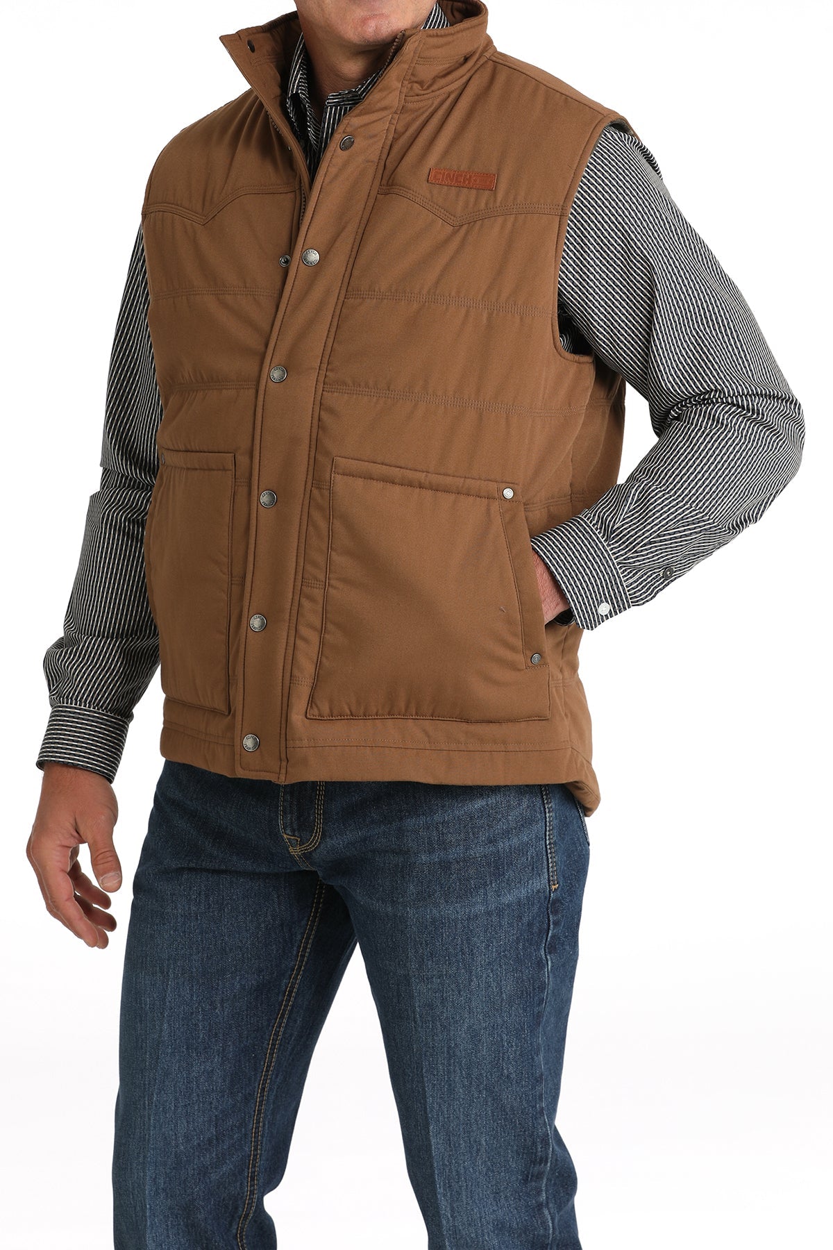 [NEW] Cinch Men's Quilted Vest with Western Yokes - Brown - MWV1902002 - BRN - M