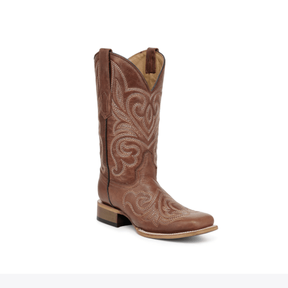 Circle G Ladies Shedron Curved Embroidery Pattern Wide Sq. Toe - Shedron/Honey - L6464-5M