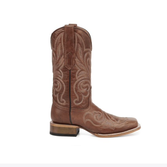 Circle G Ladies Shedron Curved Embroidery Pattern Wide Sq. Toe - Shedron/Honey - L6464-5M