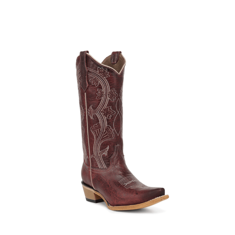 Circle G Ladies Red Floral Embroidery Western Boots - Red - L8195-5M
