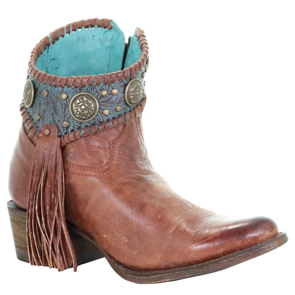 Women's Corral Leather Ankle Boots deals Handcrafted Cognac