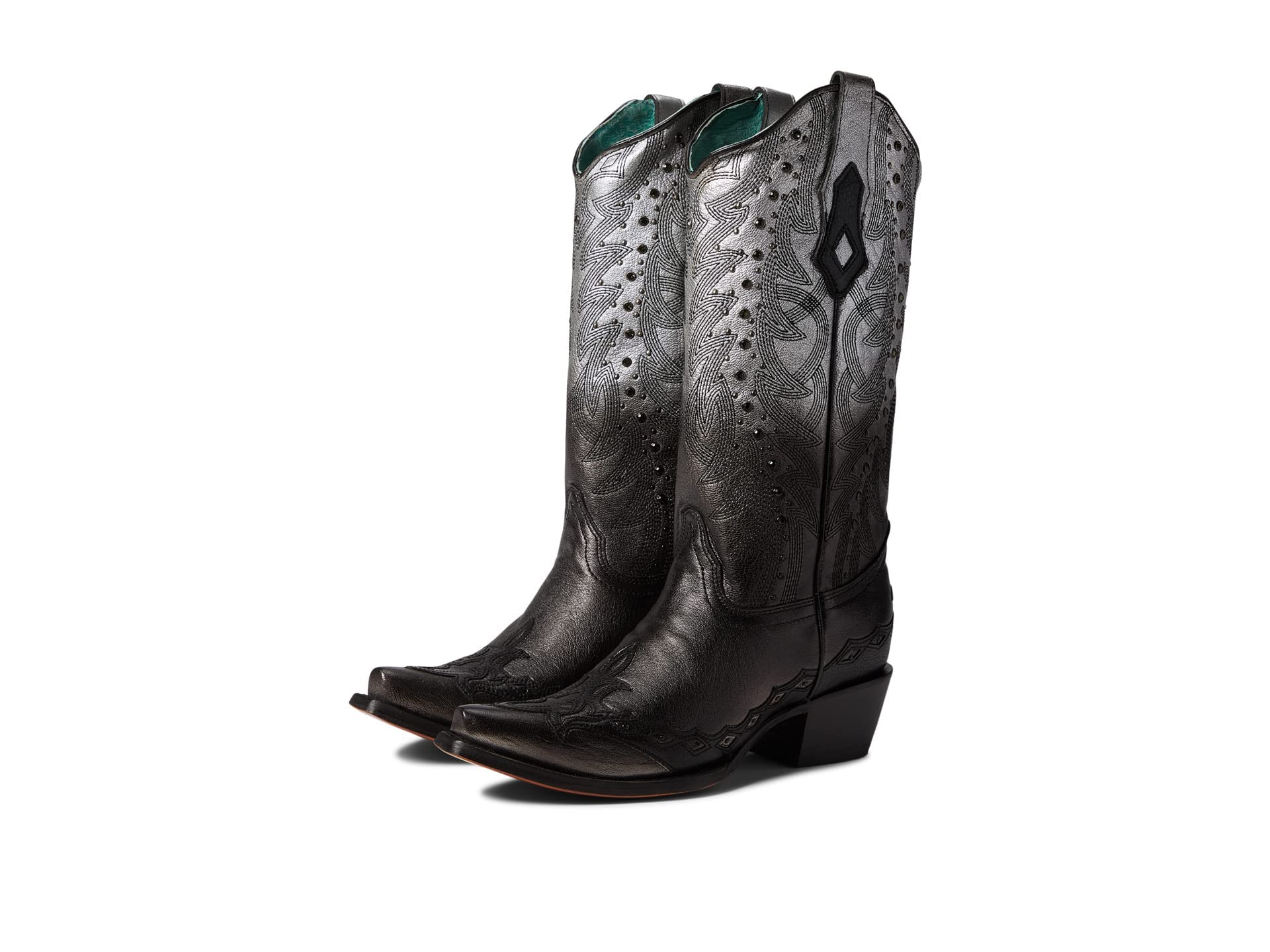 Corral Women's 13" Black & Silver Embroidered Snip Toe Western Boot - C3816 - 05M