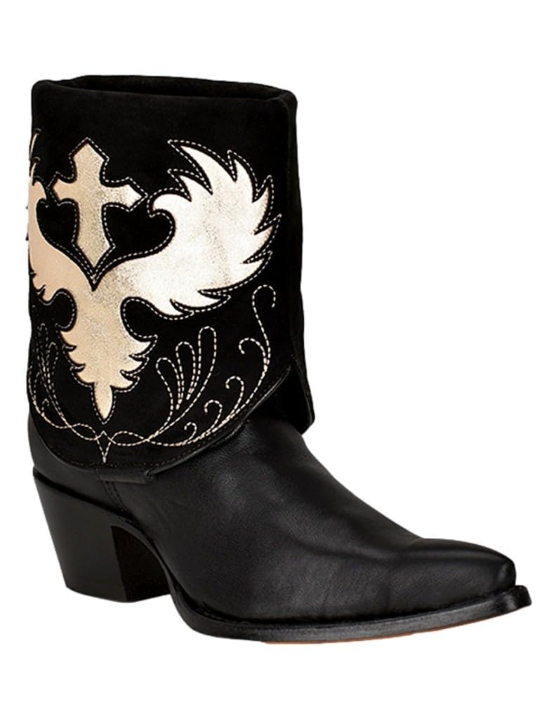 Corral Women's 14.5" Wing & Cross Convertible Black Pointed Toe Western Bootie - C3930 - 7M