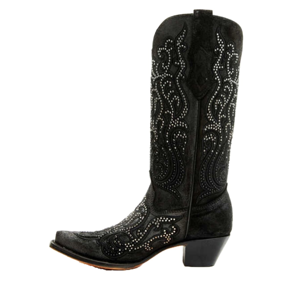 Corral Women's 13" Embroidery & Crystals Black Western Boots - C4100 - 5M