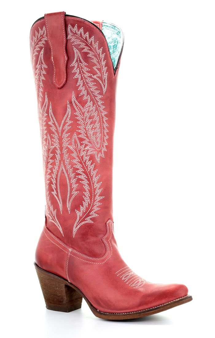 Corral Women's 15" Rioja Red Embroidered Tall Snip Toe Western Boot - E1318 - 7M