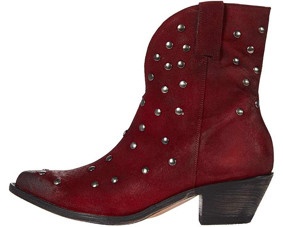 Corral Women's 7" Red Studs Pointed Toe Ankle Boot - F1247 - 5M