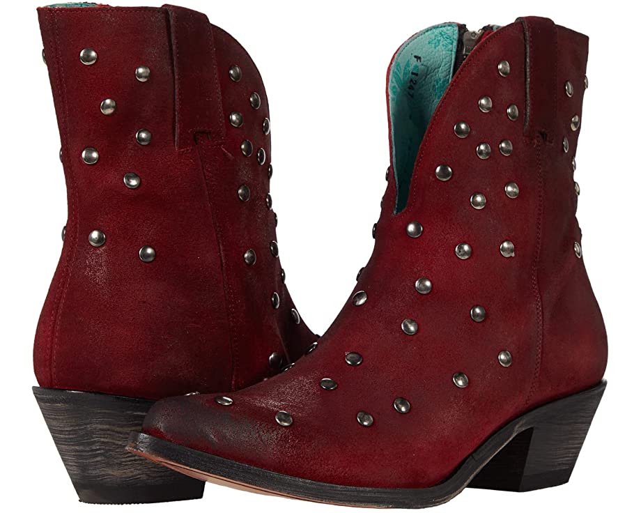 Corral Women's 7" Red Studs Pointed Toe Ankle Boot - F1247 - 5M