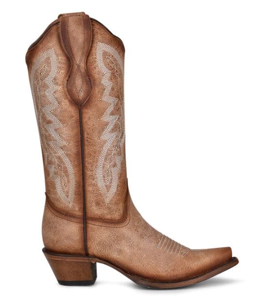 Corral Circle G Women's 13" Embroidery & Studs Brown Snip Toe Western Boots - L2041 - 05M