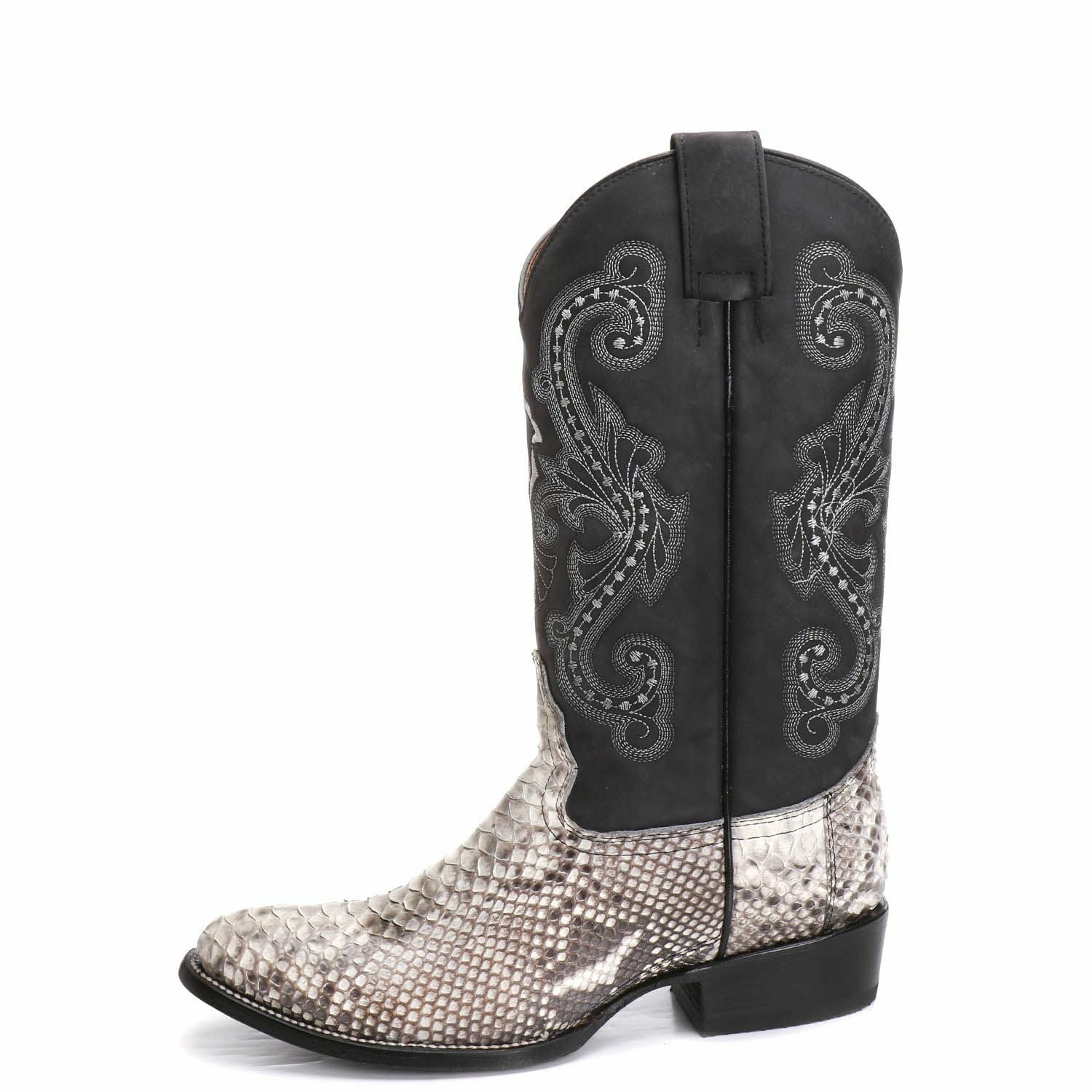 Corral Circle G Men's 11" Natural Black Python Embroidery Square Toe Western Boot - L5684 - 7D