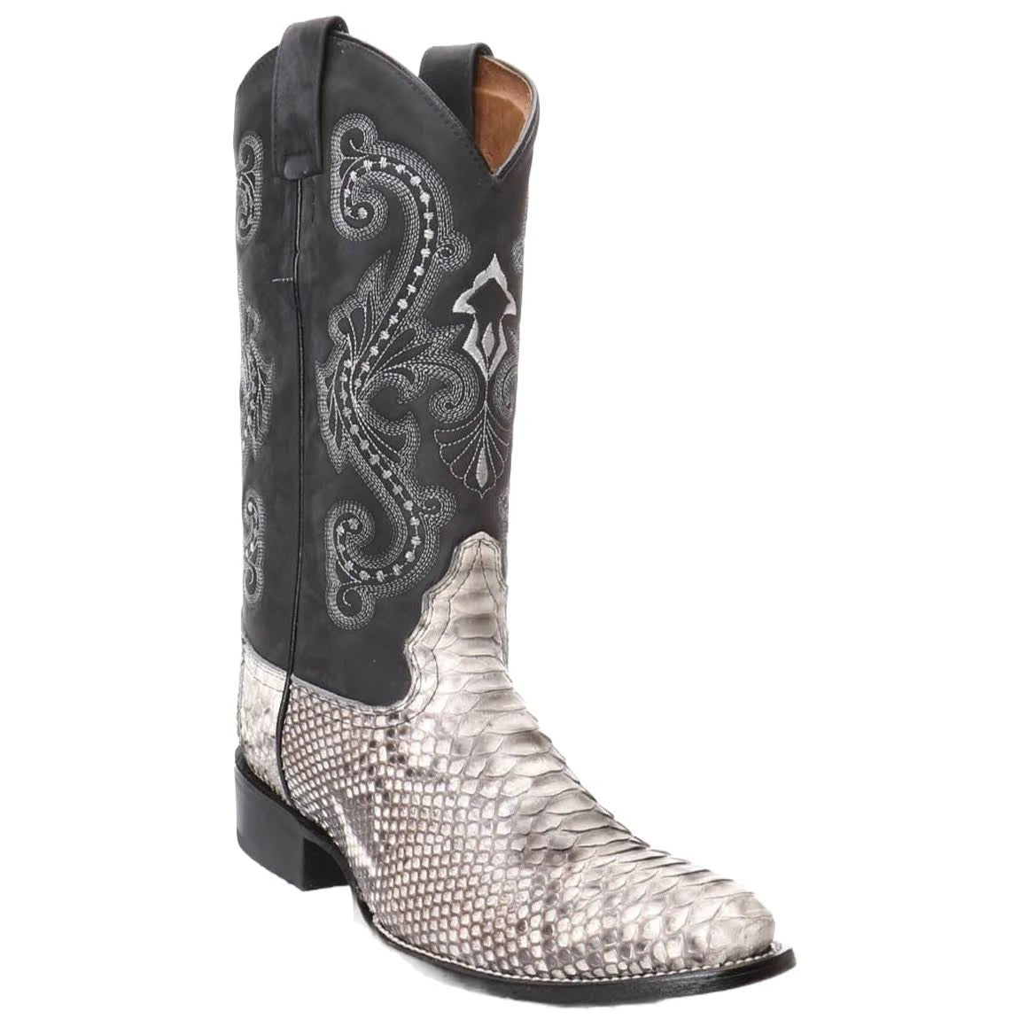 Corral Circle G Men's 13" Natural Python Embroidery Round Toe Exotic Boot - L5685 - 7D