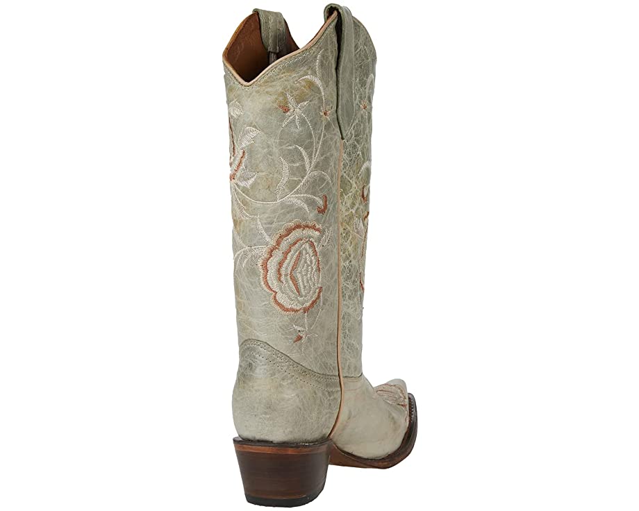 Corral Circle G Women's 13" Aqua Floral Embroidery Snip Toe Western Boot - L5711 - 6M