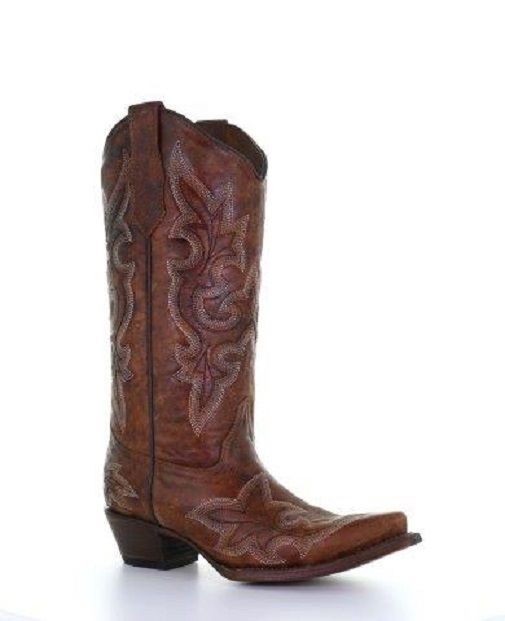 Corral Circle G Women's 13" Tan Embroidery Snip Toe Western Boot - L5780 - 5M