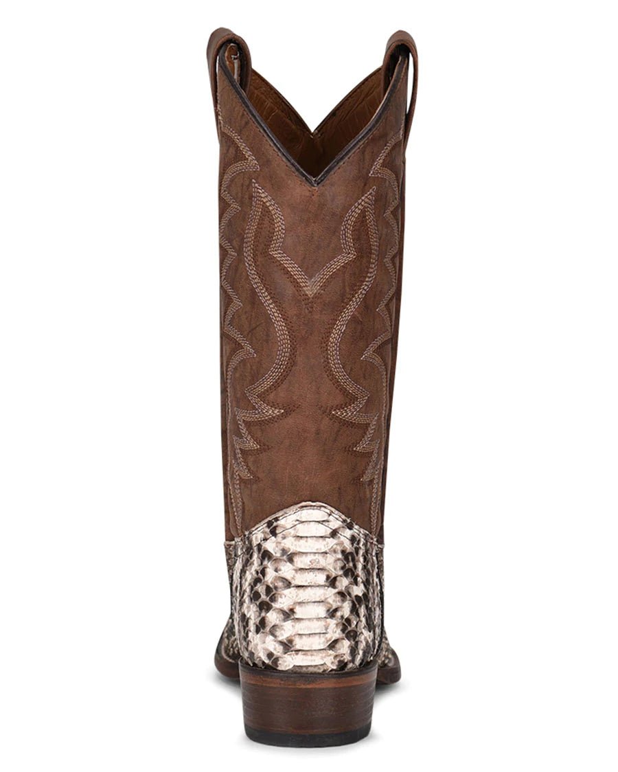 Corral Circle G Men's 13" Natural Brown Python Embroidery Round Toe Western Boot - L5830 - 6D