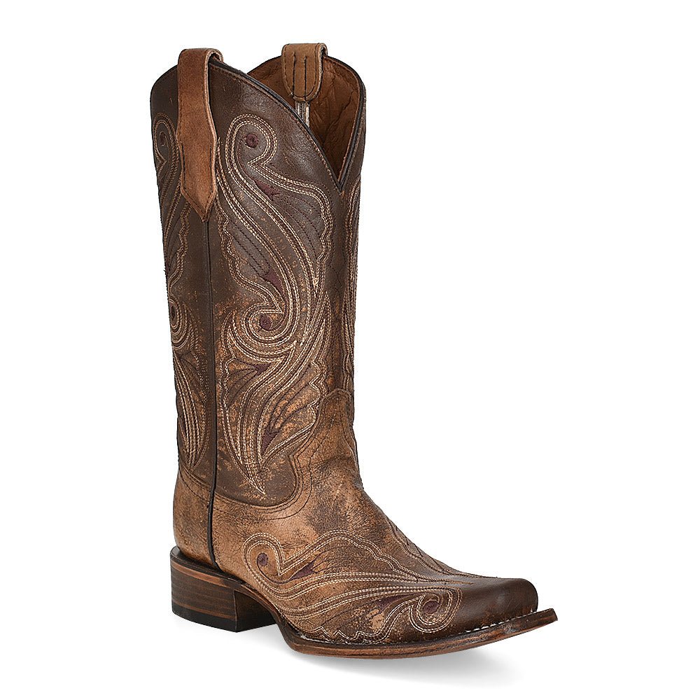 Corral Circle G Women's 13" Sand Embroidery Square Toe Western Boot - L5862 - 5M