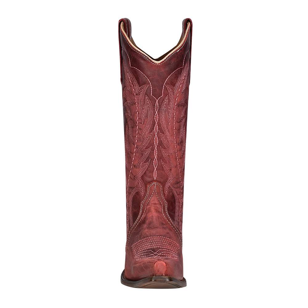 Corral Circle G Women's 13" Red Embroidery & Triad Snip Toe Western Boot - L5871 - 6M