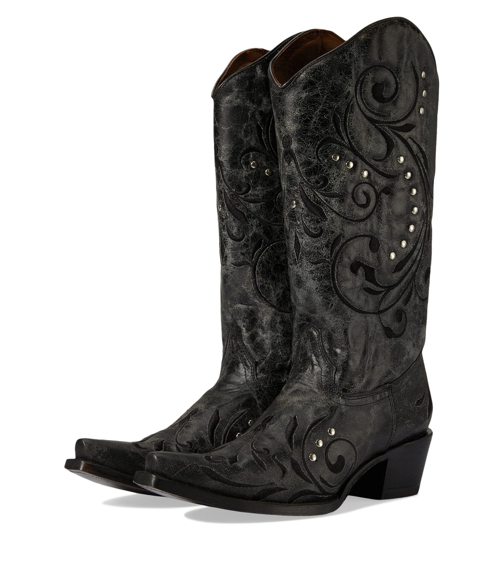 Corral Circle G Women's 13" Black & Grey Embroidery Snip Toe Western Boot - L5936 - 5M