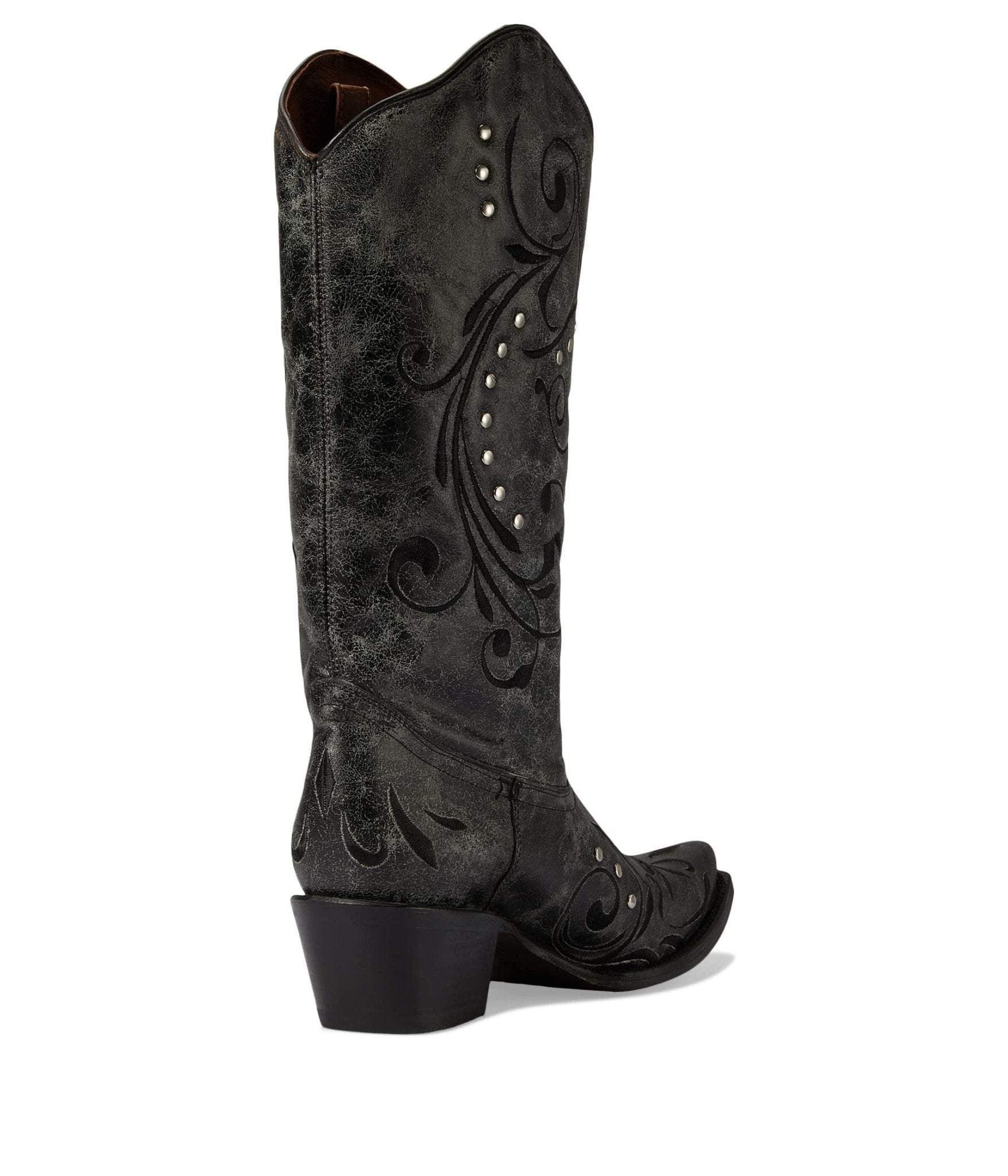 Corral Circle G Women's 13" Black & Grey Embroidery Snip Toe Western Boot - L5936 - 5M