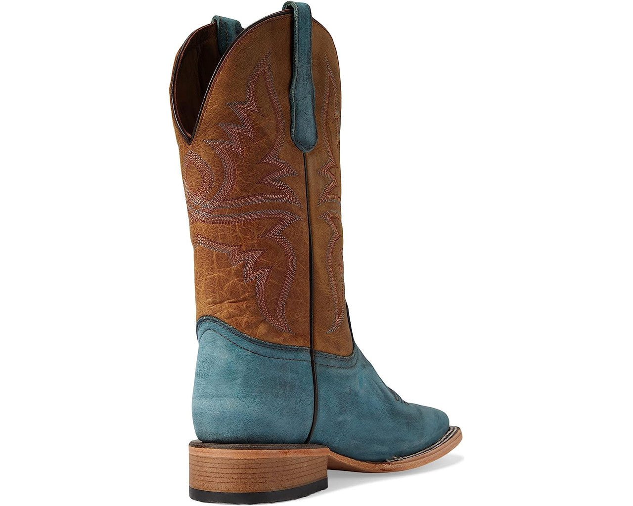 Corral Men's 12" Blue Tan Embroidery Wide Square Toe Western Boot - L5954 - 7D