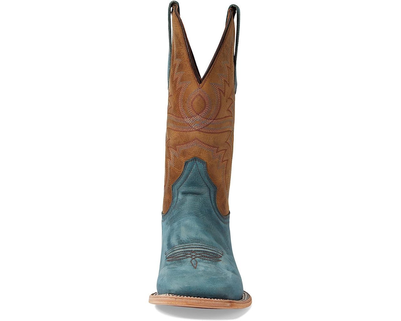 Corral Men's 12" Blue Tan Embroidery Wide Square Toe Western Boot - L5954 - 7D