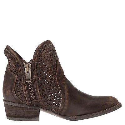 Corral Circle G Women's 7" Brown Cutout Shortie Round Toe Ankle Boot - Q5019 - 5M