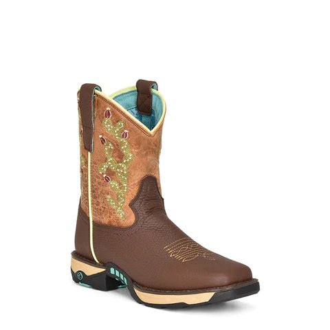 Corral Women's 8.5" Cactus Embroidery Chocolate Square Toe Work Boot - W5005 - 5M