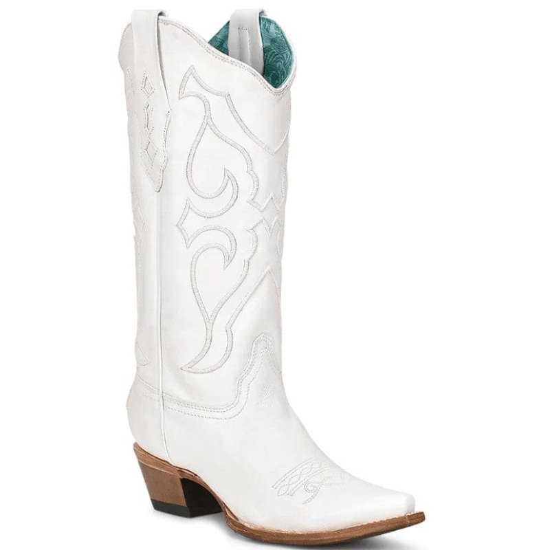 Corral Women's 13" White Embroidery Snip Toe Western Boot - Z5046 - 5M