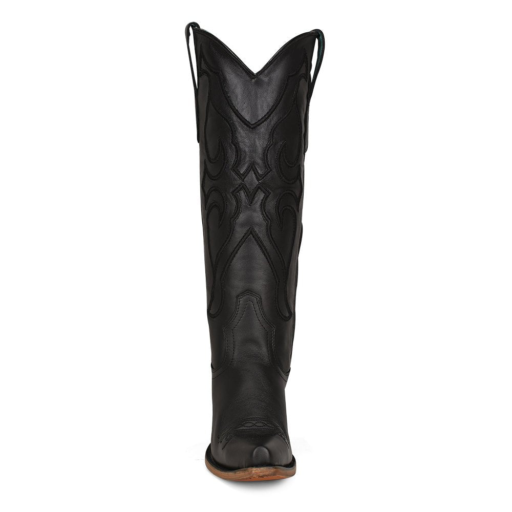 Corral Women's 15" Black Tall Top Matching Stitch Pattern & Inlay Snip Toe Western Boot - Z5075 - 5M