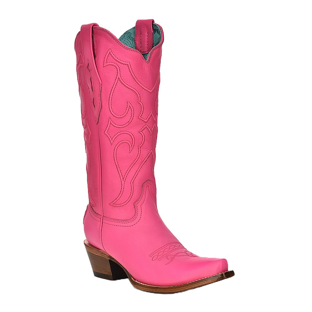 Corral Women's 13' Embroidered Fuchsia Pink Snip Toe Boots - Z5138 - 6.5M