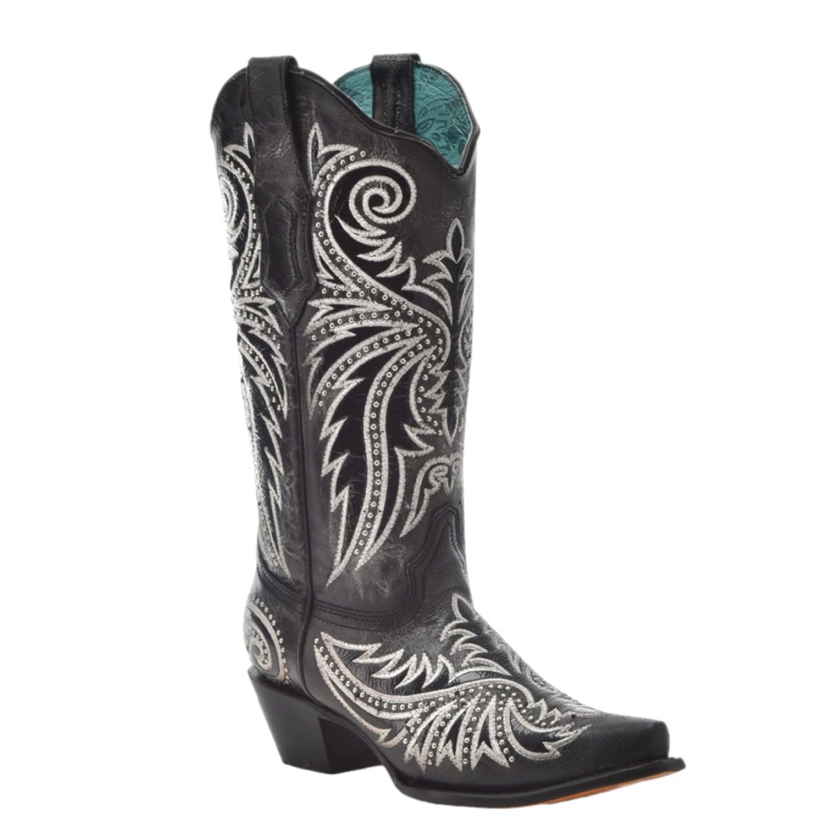 Corral Women's 13" Embroidered & Studded Black Western Boots - Z5209 - 5M