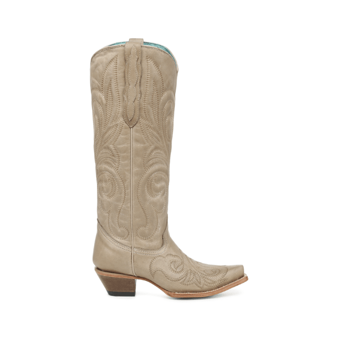 Corral Ladies Bone Curved Embroidery Pattern Tall Top - Bone - Z5574-5M