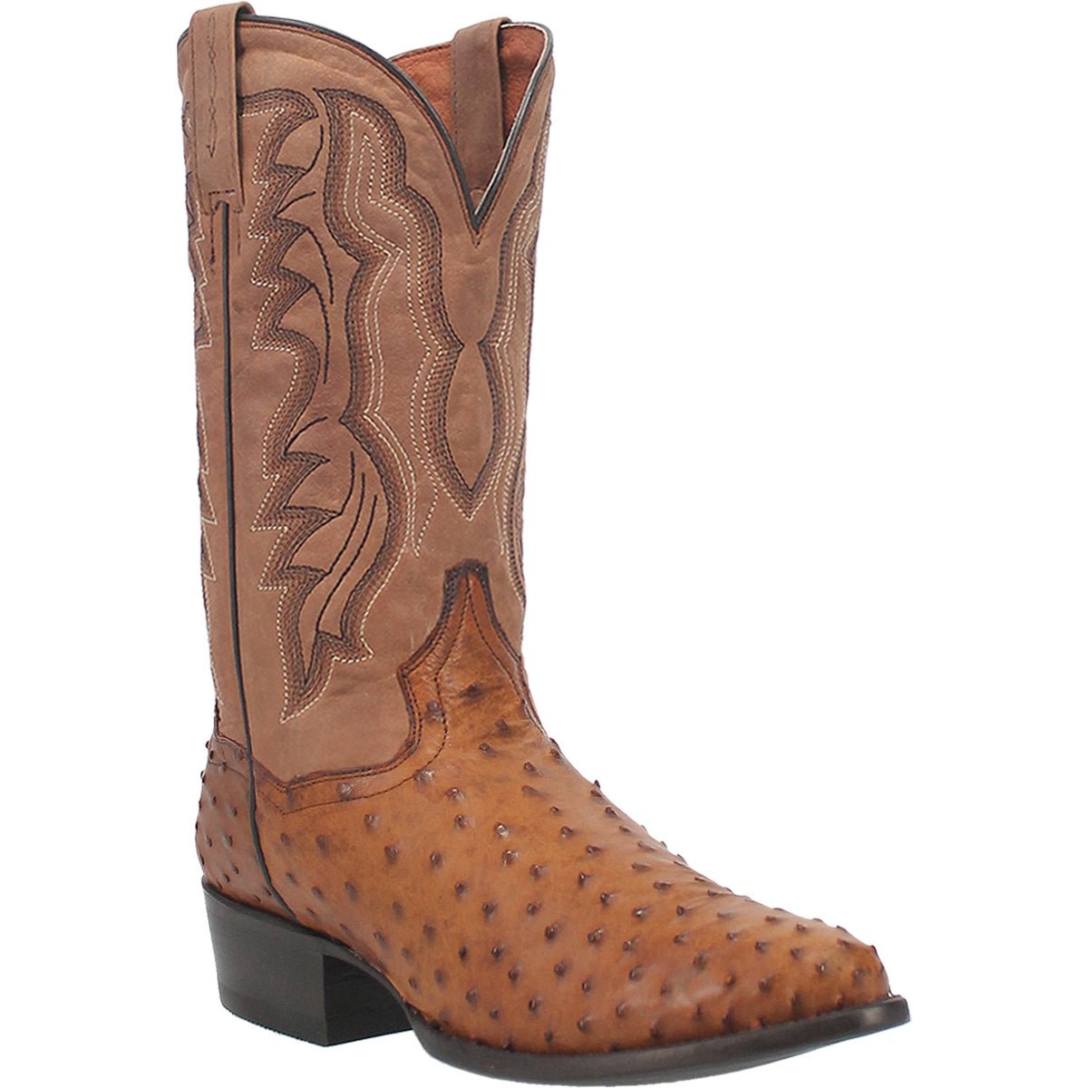 Dan Post Men's 13" Tempe Full Quill Saddlebrown Ostrich Round Toe Western Boot - DP2323 - 7D