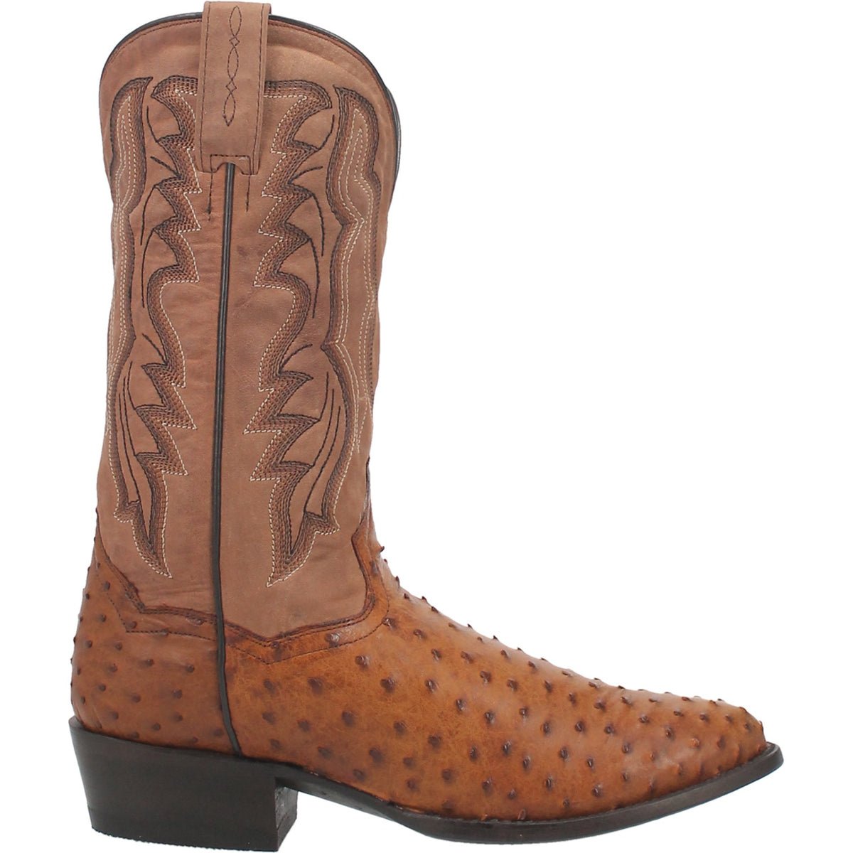 Dan Post Men's 13" Tempe Full Quill Saddlebrown Ostrich Round Toe Western Boot - DP2323 - 7D