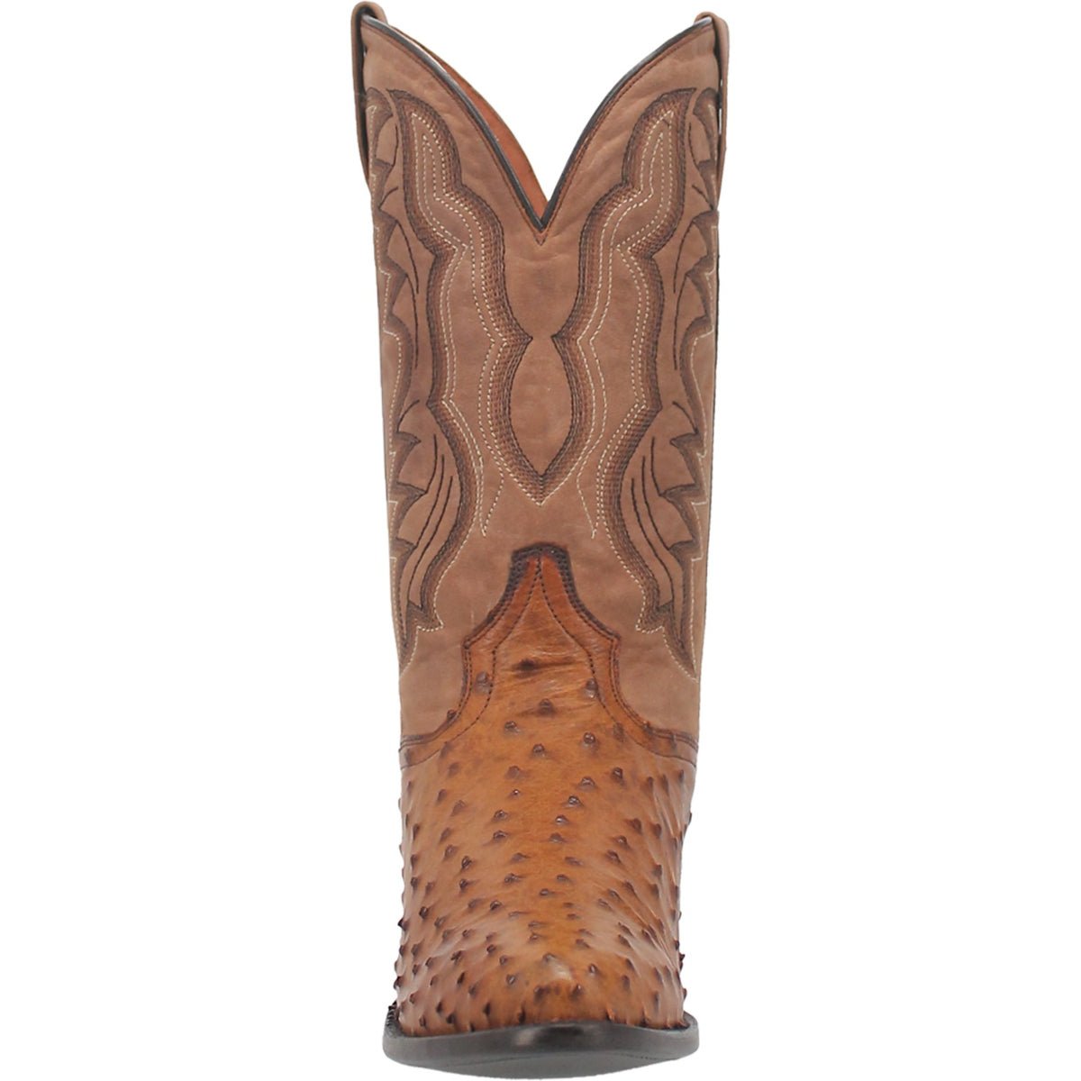 Dan Post Men's 13" Tempe Full Quill Saddlebrown Ostrich Round Toe Western Boot - DP2323 - 7D