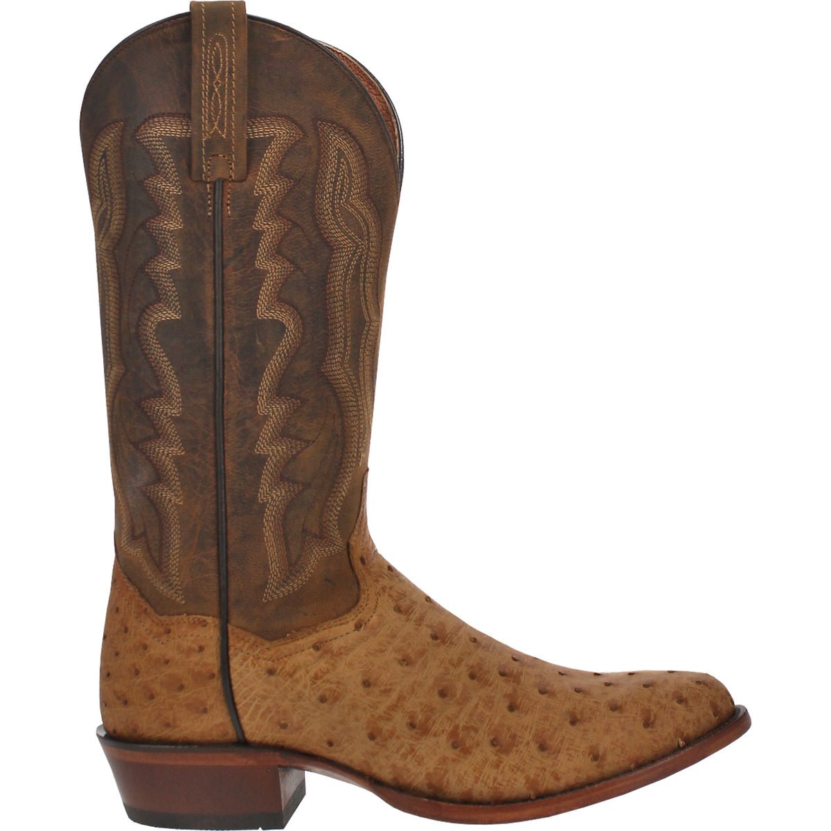 Dan Post Men's 13" Gehrig Ostrich Brown Round Toe Western Boot - DP3077 - 7D