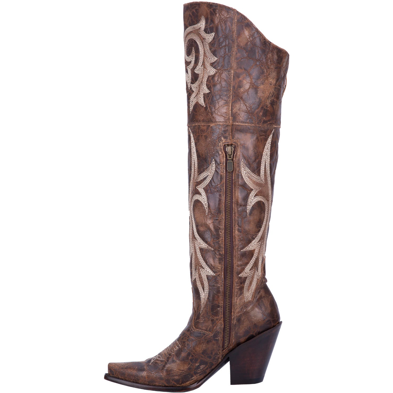 Dan Post Women's 20" Brown Jilted Snip Toe Leather Western Boot - DP3709 - 6M