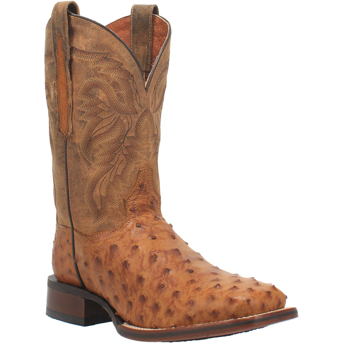 Dan Post Men's 11" Alamosa Saddletan Full Quill Ostrich Square Toe Western Boot - DP3876 - 7D