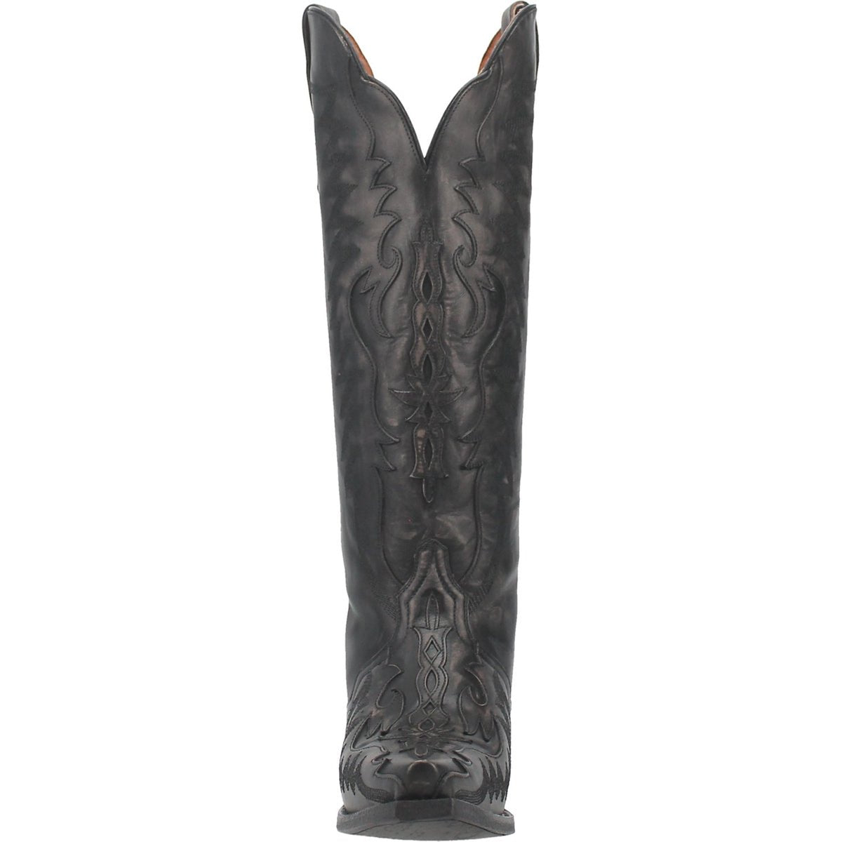 Dan Post Women's 15" Hallie Black Distressed Leather Snip Toe Western Boot - DP4027 - 6M