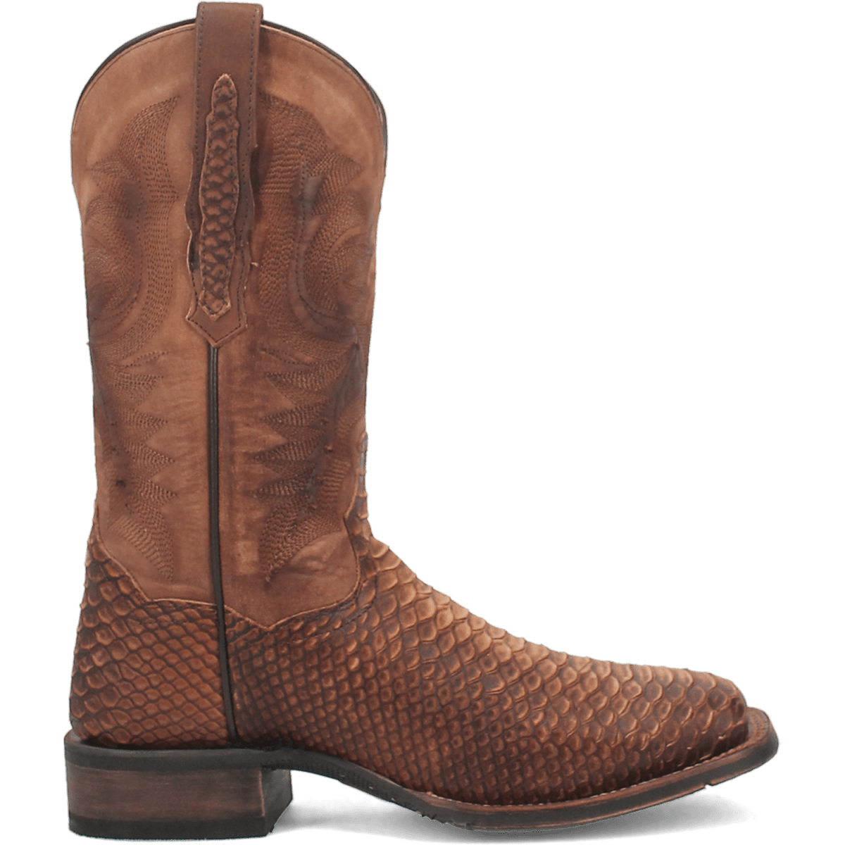 Dan Post Men's 12" KA Python Print Brown Leather Square Toe Western Boot - DP4526 - 7D
