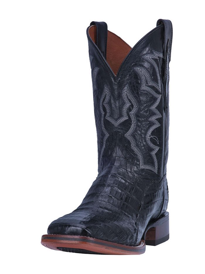 Dan Post Men's 11" Kingsly Black Caiman Square Toe Western Boot - DP4805 - 7D