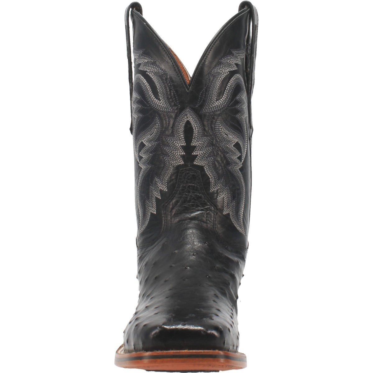 Dan Post Men's 11" Black Alamosa Full Quill Ostrich Square Toe Western Boot - DP4873 - 7D