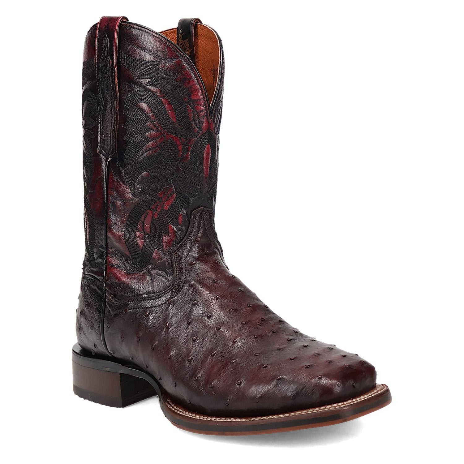 Dan Post Men's 13" Black Cherry Alamosa Full Quill Ostrich Boot - DP5012 - 8EW