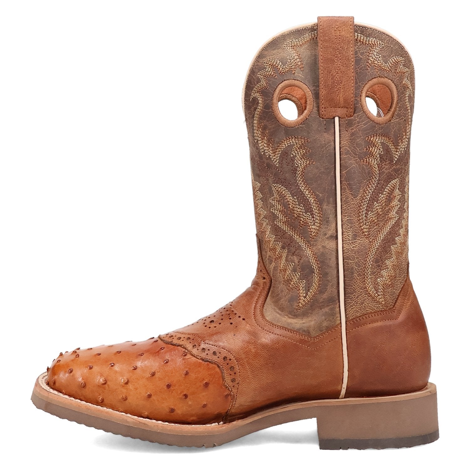 Dan Post Men's 11" Full Quill Ostrich Tan & Bay Apache Square Toe Western Boot - DP6058 - 7D