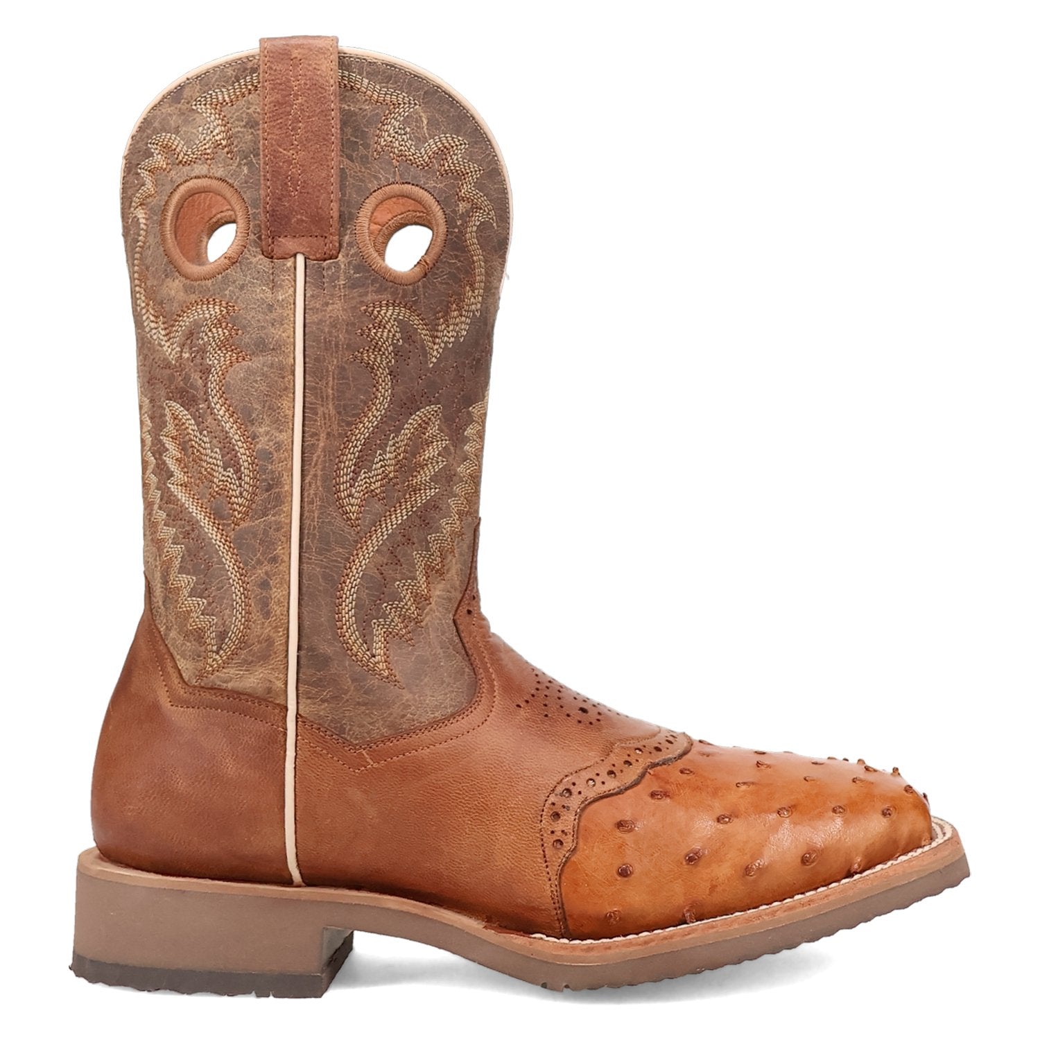 Dan Post Men's 11" Full Quill Ostrich Tan & Bay Apache Square Toe Western Boot - DP6058 - 7D