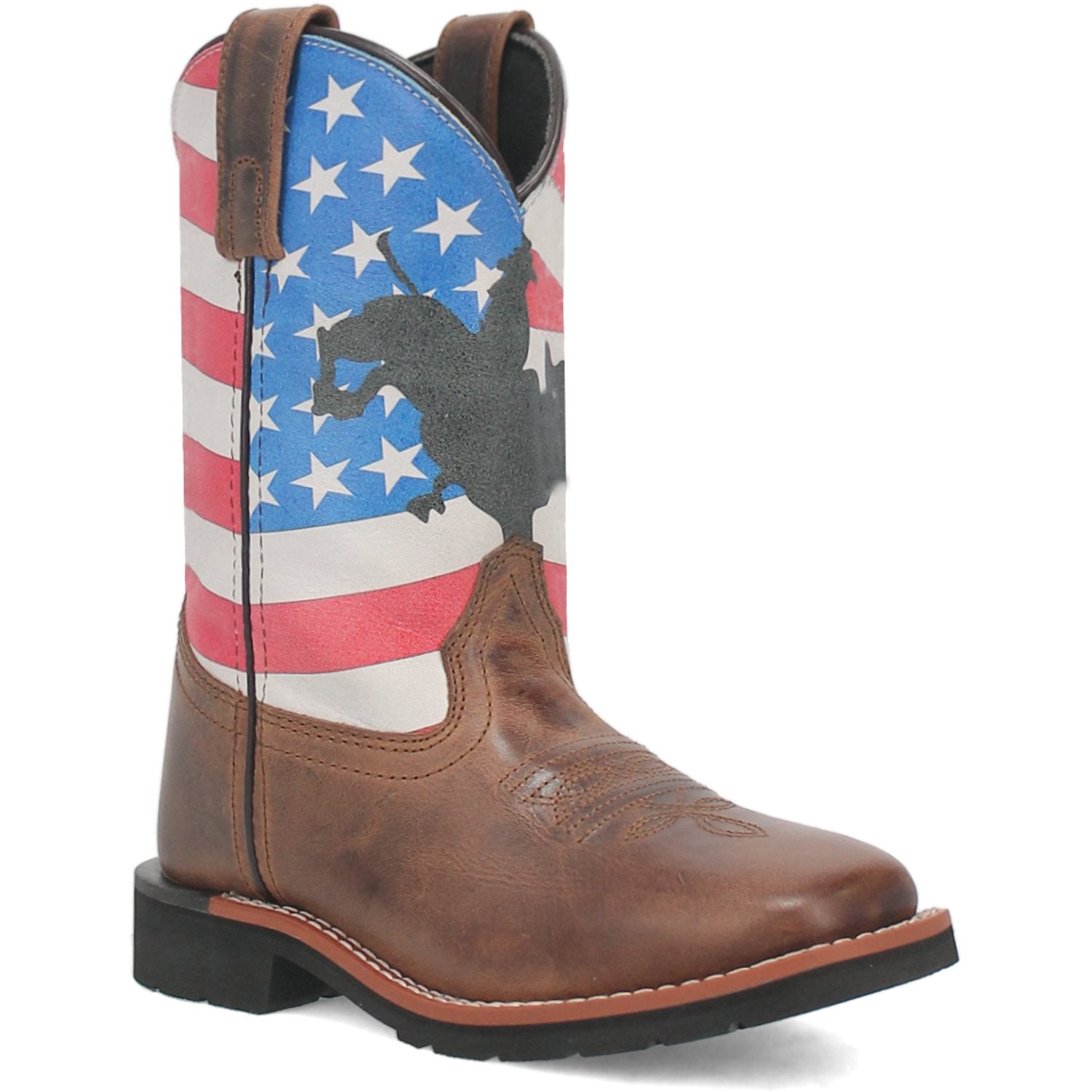 Dan Post Boys 9" USA Flag & Brown Square Toe Western Boot - DPC3823 - 3.5D