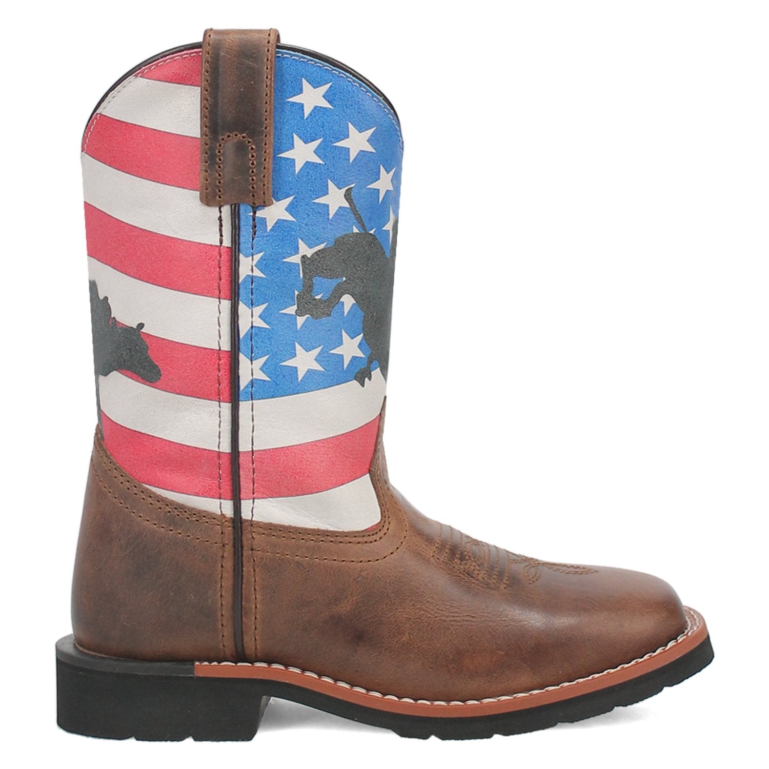 Dan Post Boys 9" USA Flag & Brown Square Toe Western Boot - DPC3823 - 3.5D