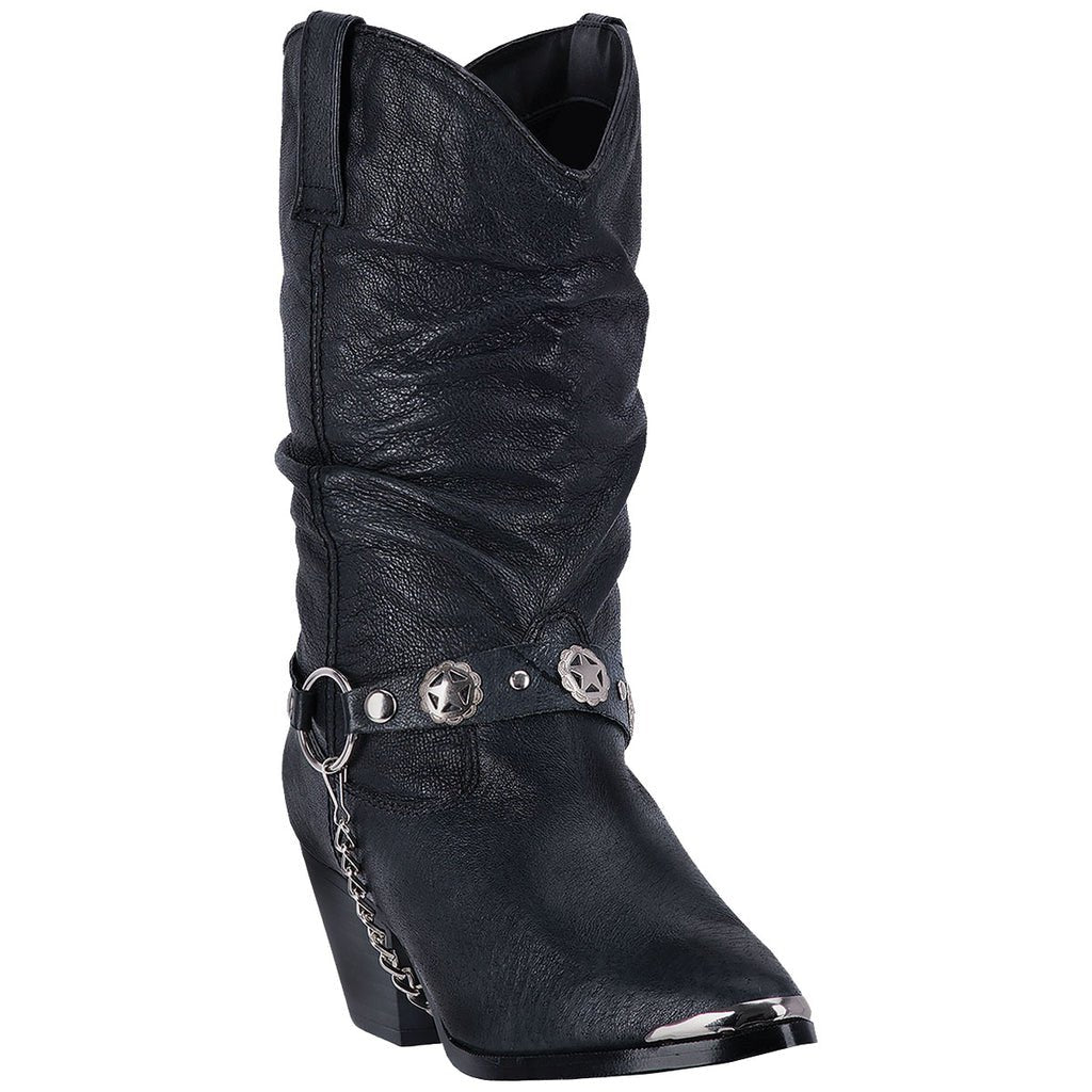 Dingo Women's 10" Olivia Black Leather Fashion Toe Western Boot - DI522 - BK - 5M