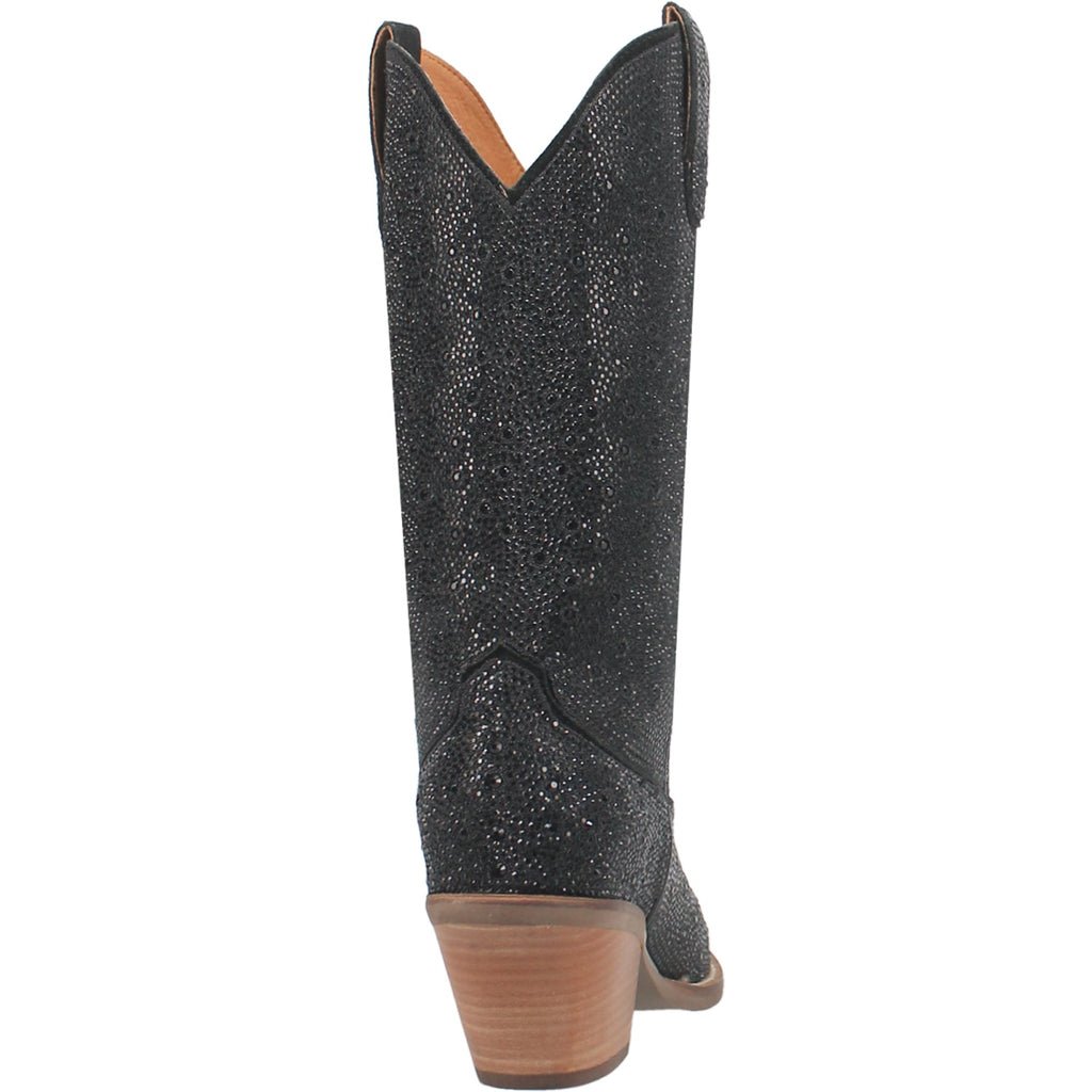 Dingo Women's 12" Black Silver Dollar Almond Toe Western Boot - DI570 - BK - 6M