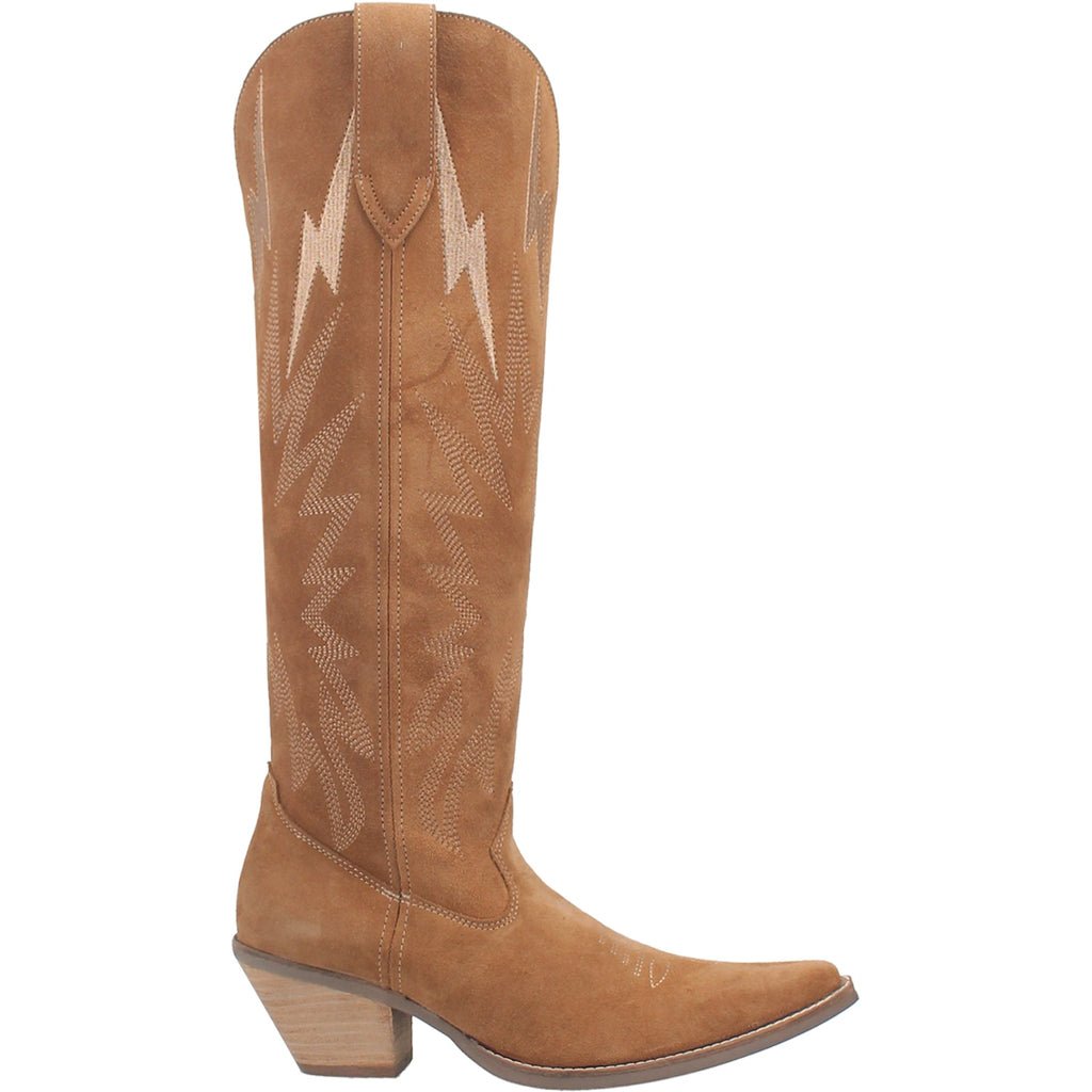 Dingo Women's 16" Thunder Road Brown Suede Snip Toe Western Boot - DI597 - BG4 - 6M