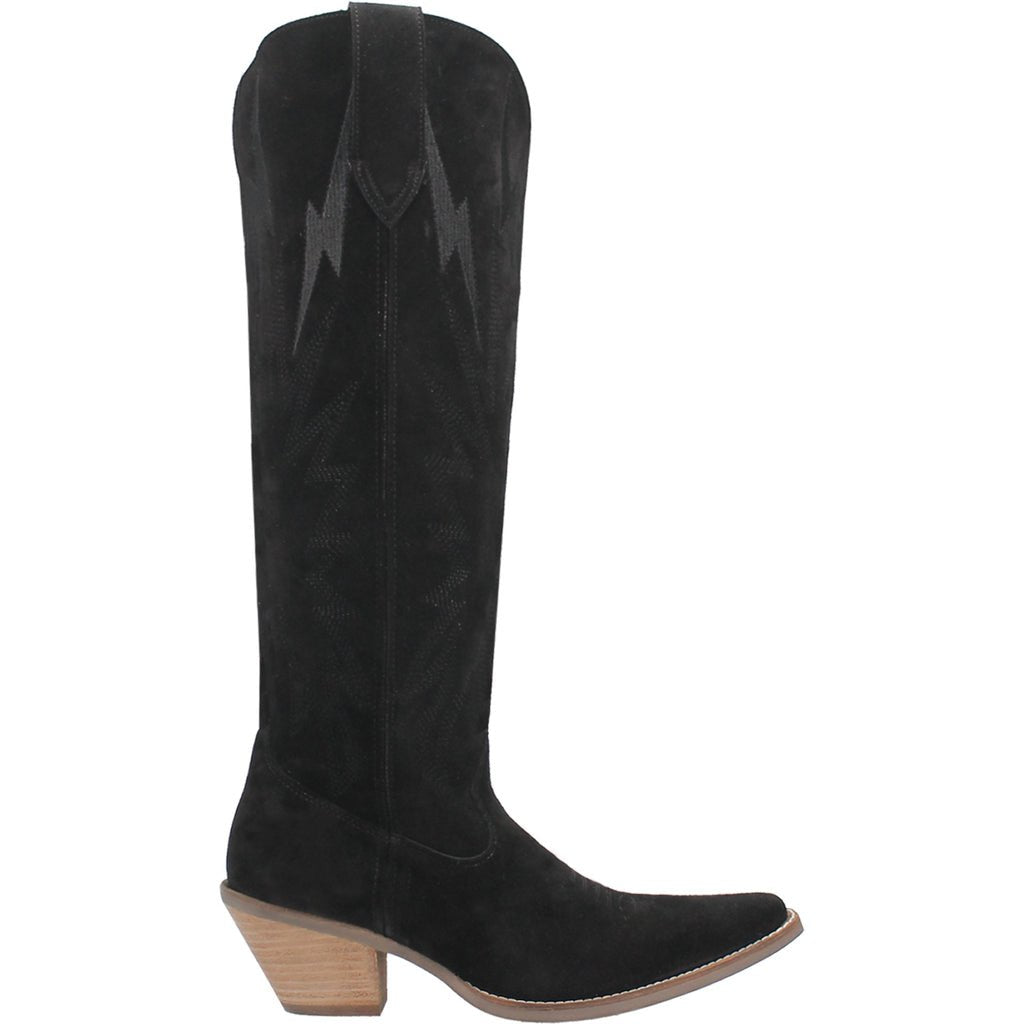 Dingo Women's 16" Thunder Road Black Suede Snip Toe Western Boot - DI597 - BK - 6M